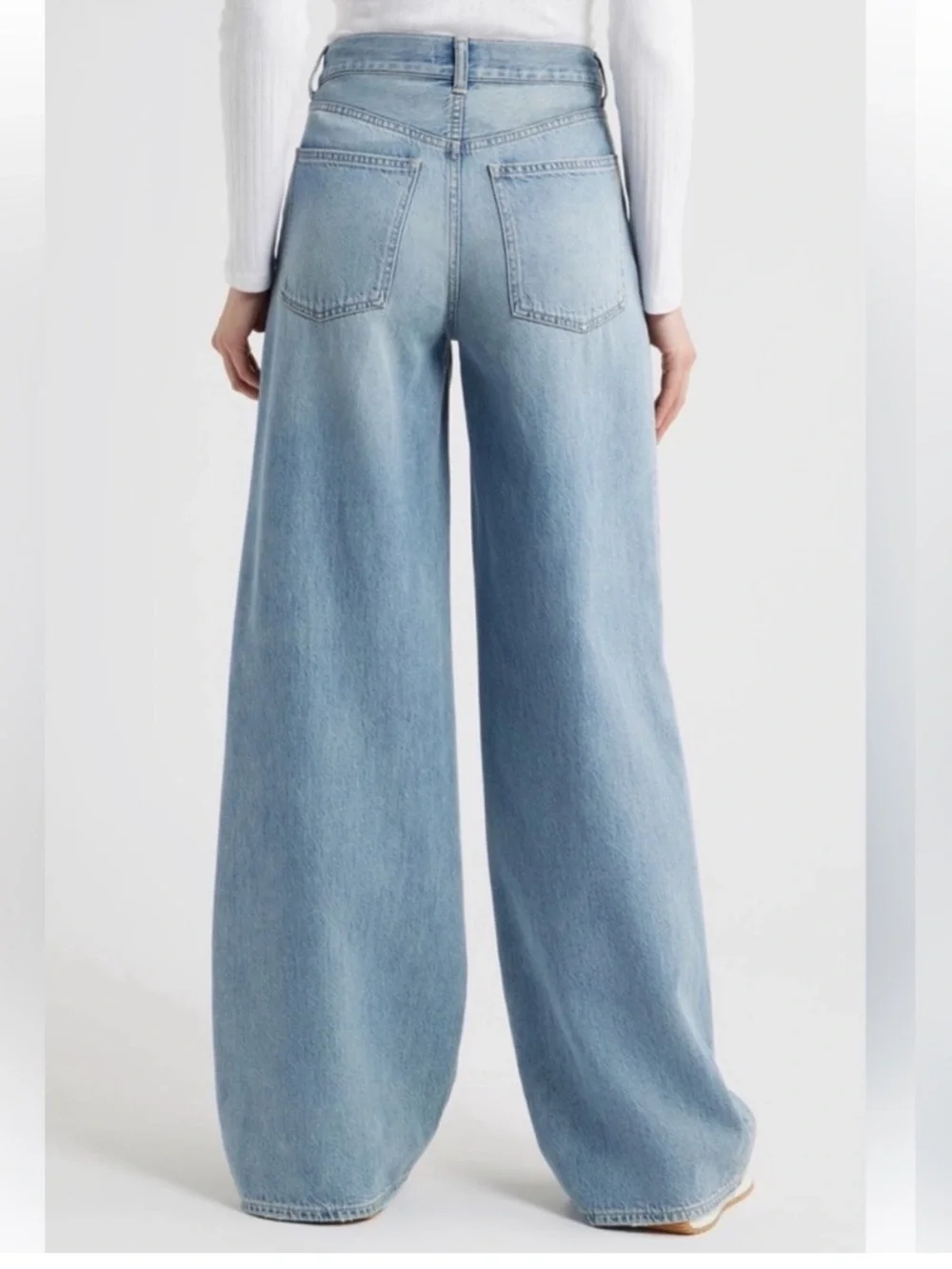 Madewell Super Wide Leg Drawstring Light Blue Women's Jeans